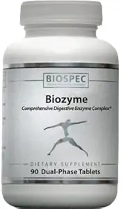 BIOZYME: Complete High Potency Digestive Enzym Complex- Dual Phasentabletten lösen Betaine HCl, Pepsin, Bromelain und Papain im Magen, und Pancreatin, Trypsin, Chymotrypsin und Ox Bile in der duodenalen Region für maximale Wirksamkeit. 90 Dual Phase Tablets