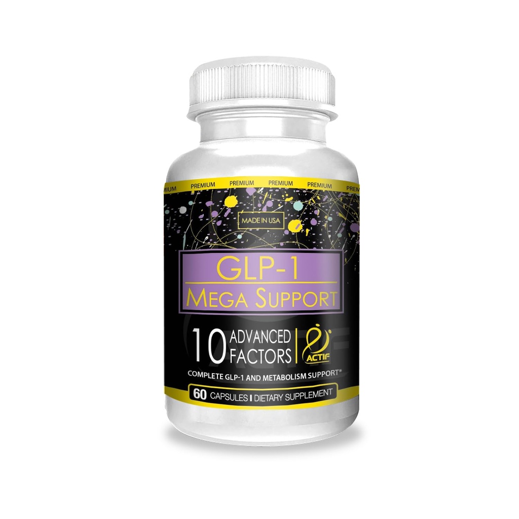 ACTIF GLP-1 Mega Support avec 10 facteurs de poids avancés et probiotiques, GLP-1 Activator and Metabolism Support, Non OGM, Fabriqué aux États-Unis, 60 Compte