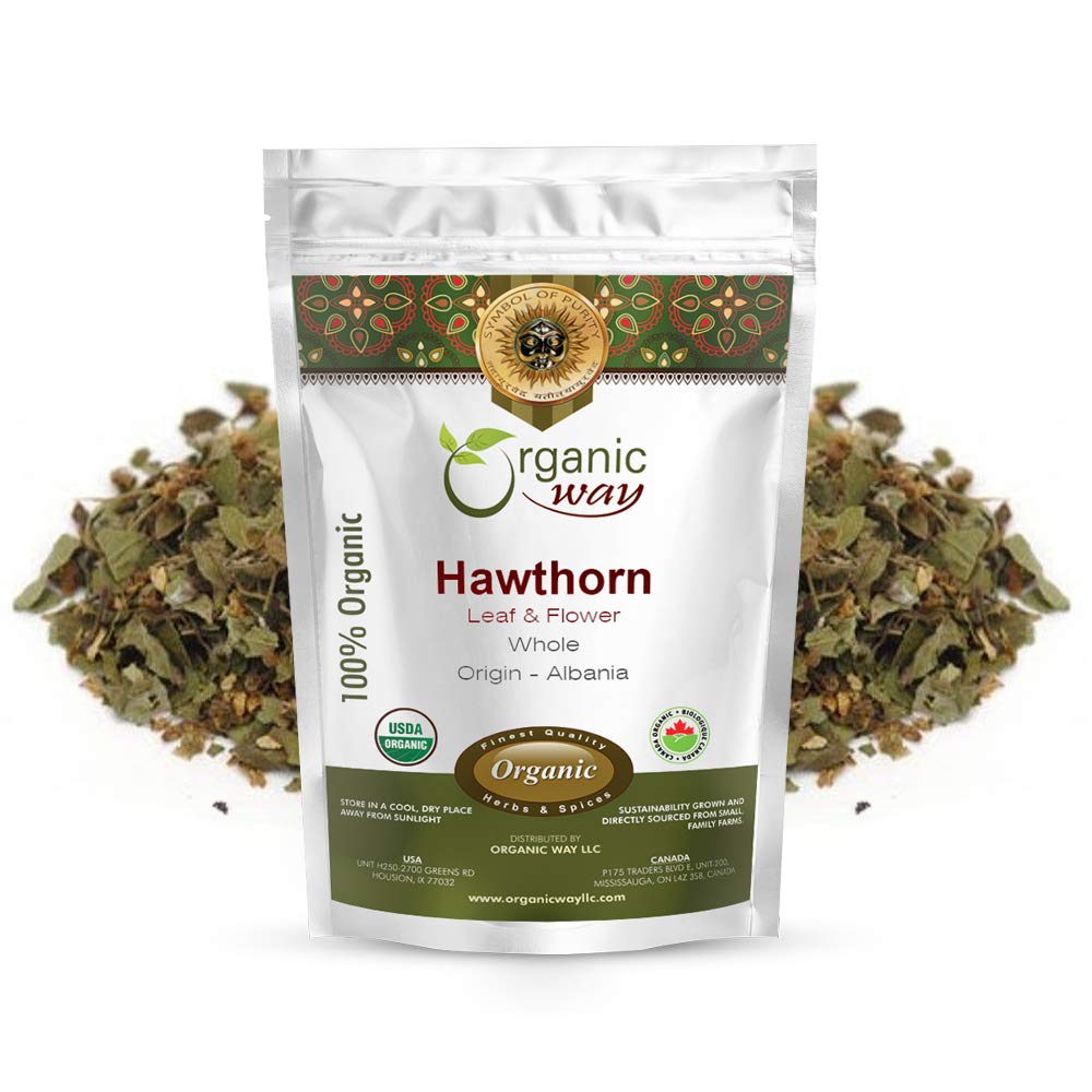 Bio Way Hawthorn Feuille et fleur entière (Crataegus monogyna) - Thé à base de plantes (European Wild-Harvest) USDA & Kosher Certifiés sans OGM et sans gluten (1/2LBS / 8OZ)