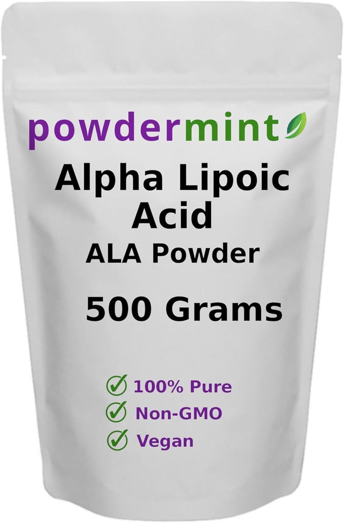 Poudre d'acide lipoïque alpha (RS-ALA, ALA pur) (tailles multiples) Poudre d'antioxydant (ALA) incluse