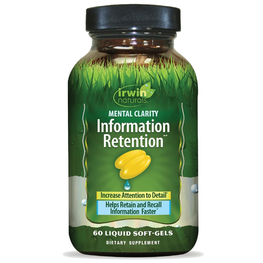 Irwin Naturals Mental Clarity Information Retention - 60 Liquid Soft-Gels - Helps Increase Attention to Detail & Retain and Recall Information Faster - 30 Total Servings