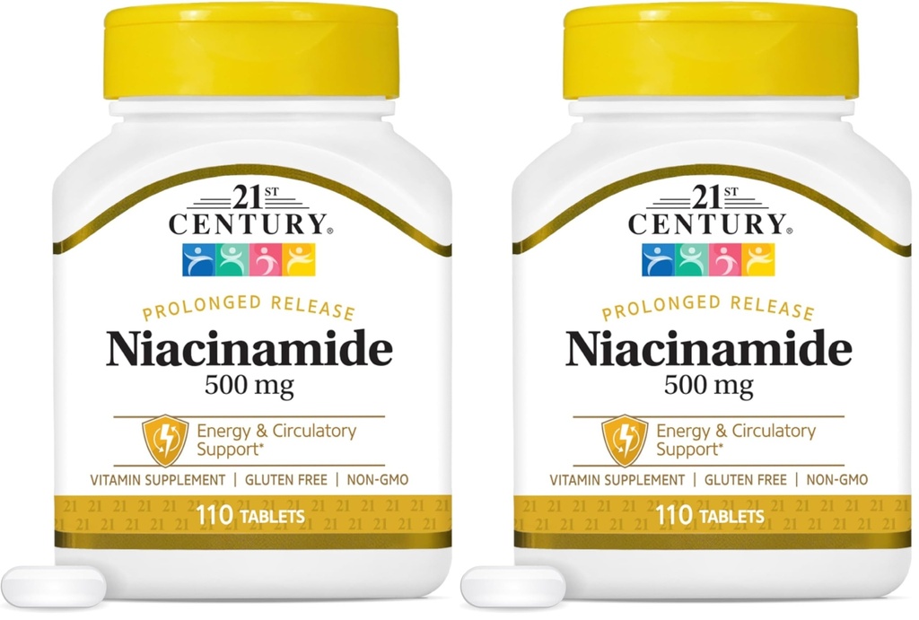 21st Century Niacinamide 500 mg Verlängerte Freisetzung Tabletten, 110-Count (Pack von 2)