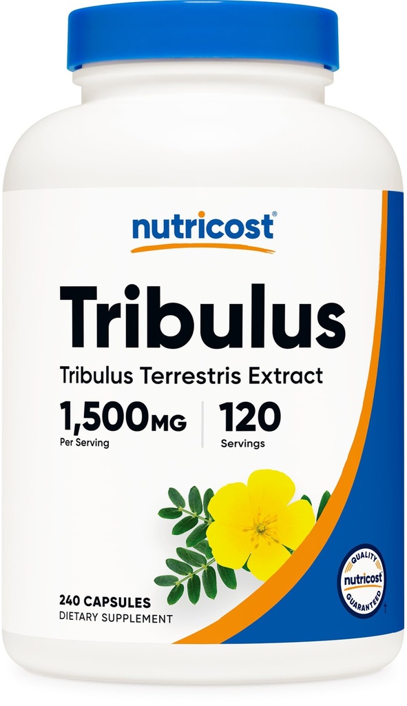 Nutricost Tribulus Terrestris Extrait 1500mg, 240 Capsules - 45% Saponines, 120 portions, non-OGM, sans gluten