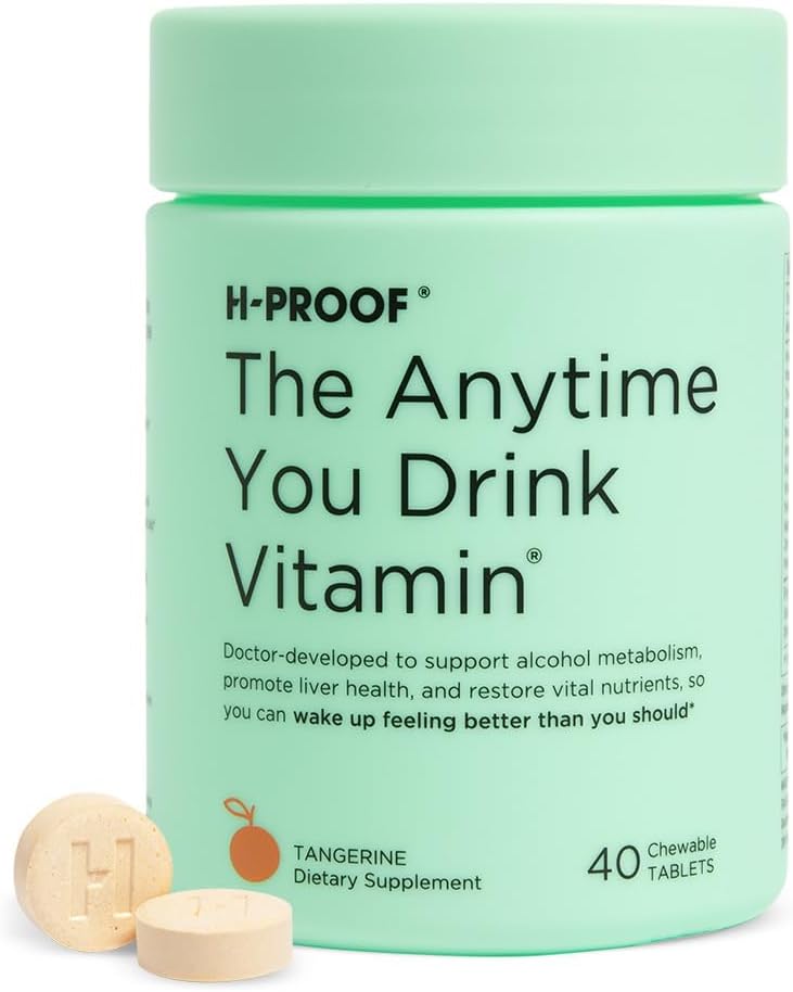 H-PROOF The Anytime You Drink Vitamin, Leber Gesundheit & Immunität Unterstützung mit Elektrolyten, Milchdistel und Vitamine B & C - 40 Kautabletten (20 Servierungen), Vegan, Tangerine