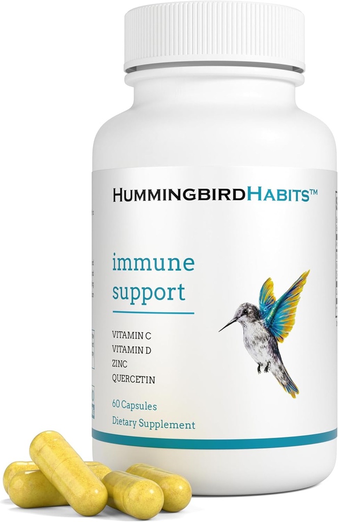Immune Support, Zinc Quercetin Vitamin C and D Immune Complex, Dihydrate Quercitin Supplements 500 with Zinc Vitamin C D3 for Immunity Support, Vegan Supplement (60 Capsules)
