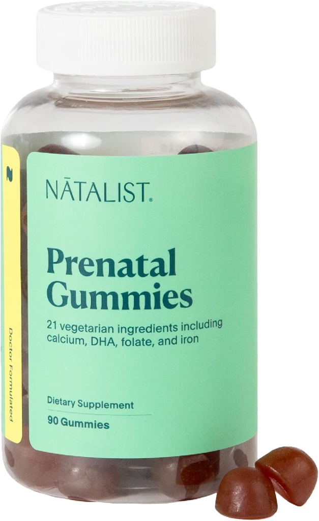 NATALIST Pränatale Gummis für Ihre tägliche Preconception & Pregnancy Formel Frauen Multivitamine + DHA Omega-3 von Algae - Mischbeere, Vegetarisch, Glutenfrei, Non-GMO - 90 Count