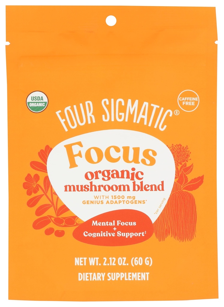 Four Sigmatic Focus Blend 7 Superfoods Adaptogen Blend Mix avec la Mane du Lion, Cordyceps, Rhodiola, Bacopa et Mucuna.