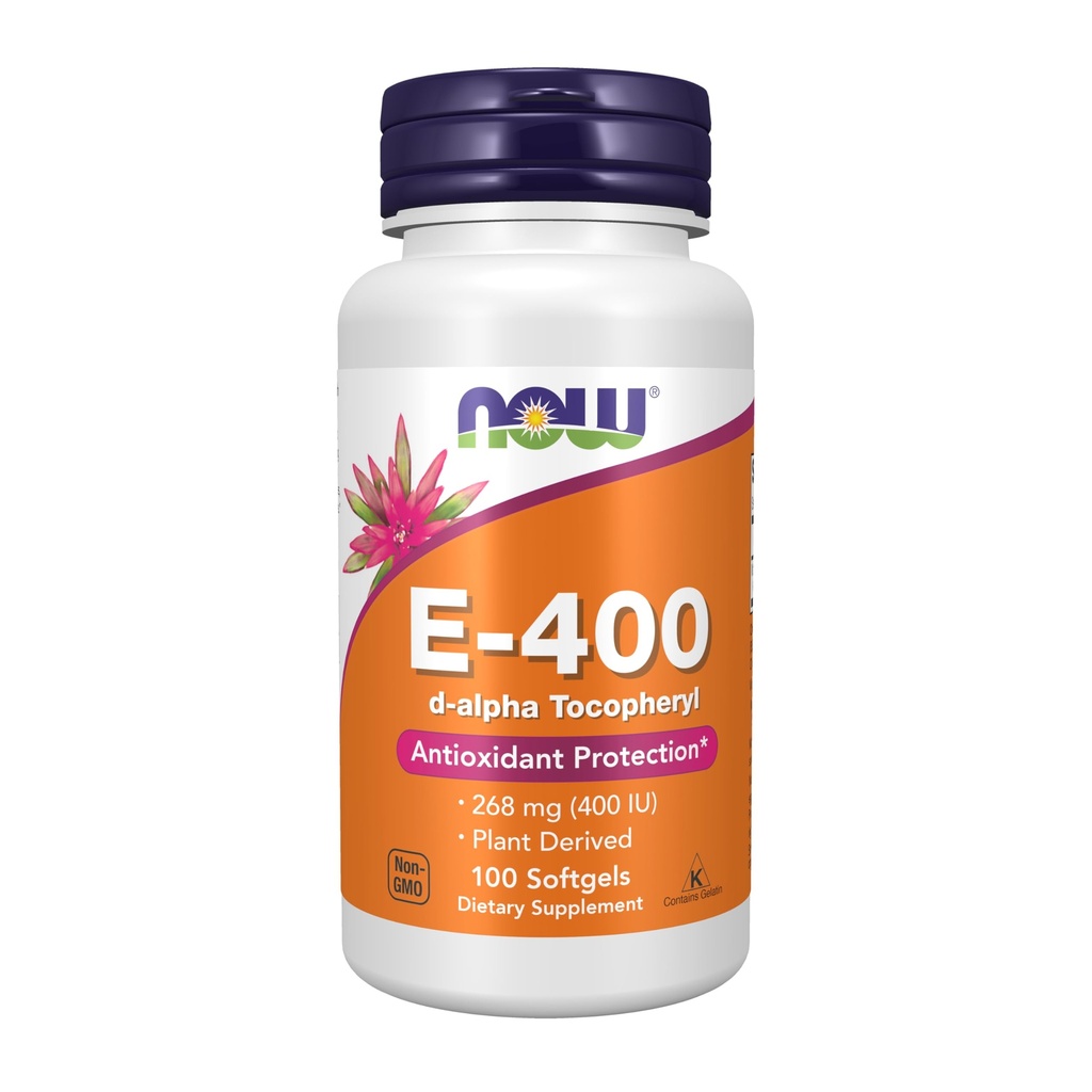 MAINTENANT suppléments, vitamine E-400 UI, D-Alpha tocophéryle, protection antioxydant, softgels, 100 nombre (paquet de 1)