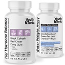 Jugend & Tonic PMS & Menopause Bloating Relief Duo – Unterstützung für Puffiness, Hormonal Balance & Fluid Retention – Ihr Hormon Balance + Wasser Gewicht Away natürliche Kräuter für Frauen, 90 Kapseln
