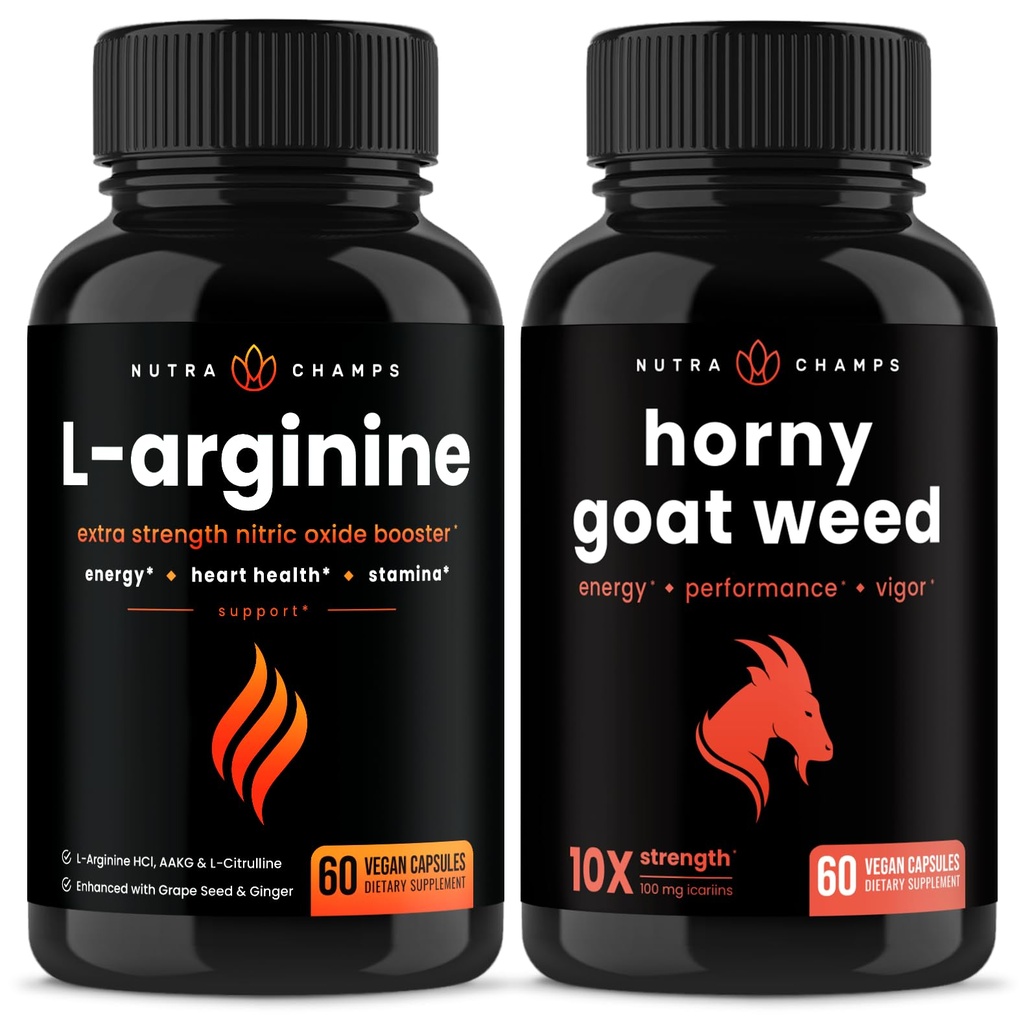 NutraChamps Capsules L-Arginine et Capsules Horny Goat Weed