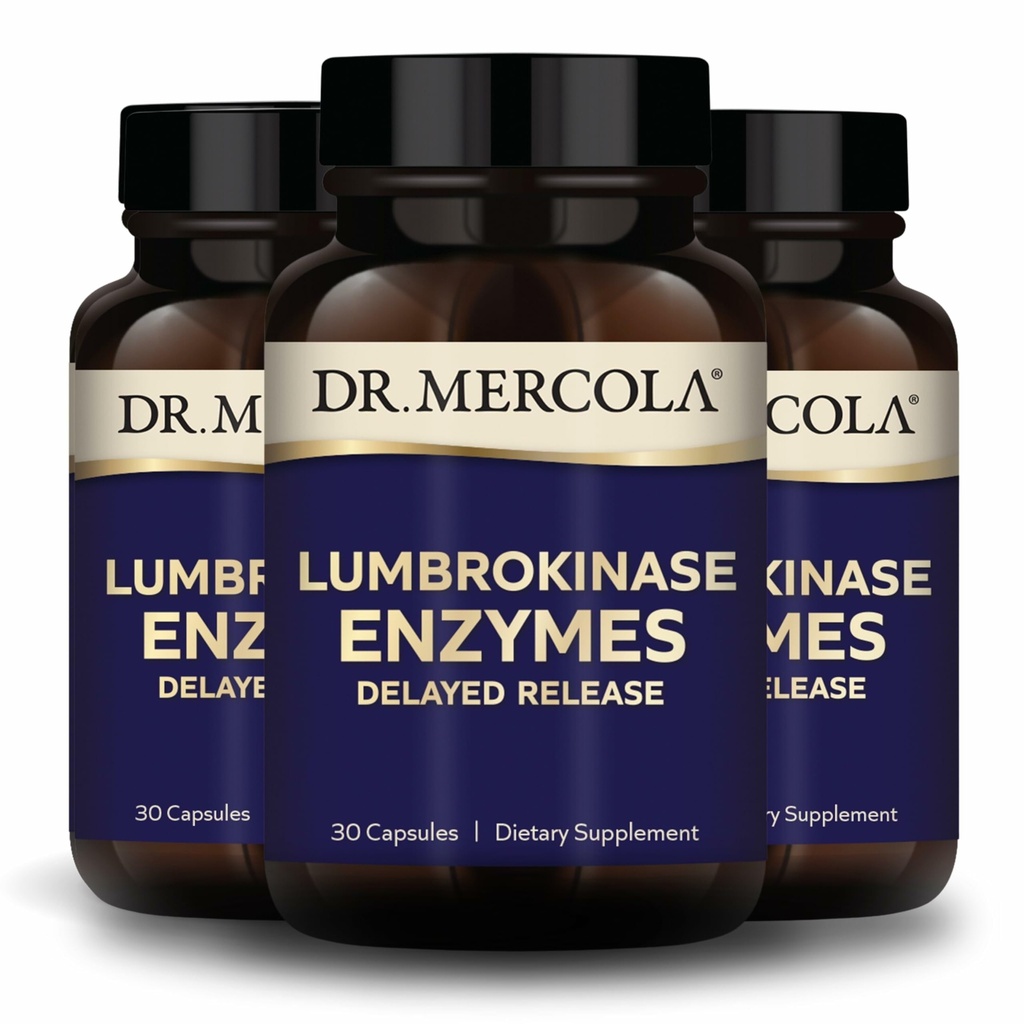 Dr. Mercola Lumbrokinase Enzymes - Delayed Release Formula - Nahrungsergänzung für Herz-Kreislauf- und Energieunterstützung - Non-GMO, Gluten-Free & Soy-Free - 30 Kapseln (30 Portionen), 3 Packung