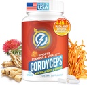 Cordyceps Mushroom Capsules - Immun- & Energie-Supplement mit Cordyceps Militaris, Maca Root, Ginseng, Rhodiola, Pilz-Ergänzung für Endurance, Stamina, sportliche Leistung, 60 Kapseln