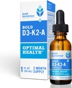 Bold Botanica D3-K2-A, Flüssiger Vitamin-Komplex, Vegan D3 aus Bio-Algen mit Vitamin K2 (MK7) und A für Immununterstützung, Natürliche Orange Flavor, schmeckt köstlich, 1 FL OZ (30mL)