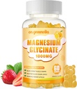 Magnesium Glycinate Gummies 1000mg - Zuckerfreie Magnesium-Kalium-Ergänzung mit Vitamin D, B6, CoQ10 für ruhige Stimmung & Schlaf-Unterstützung - 60 Orange Gummies