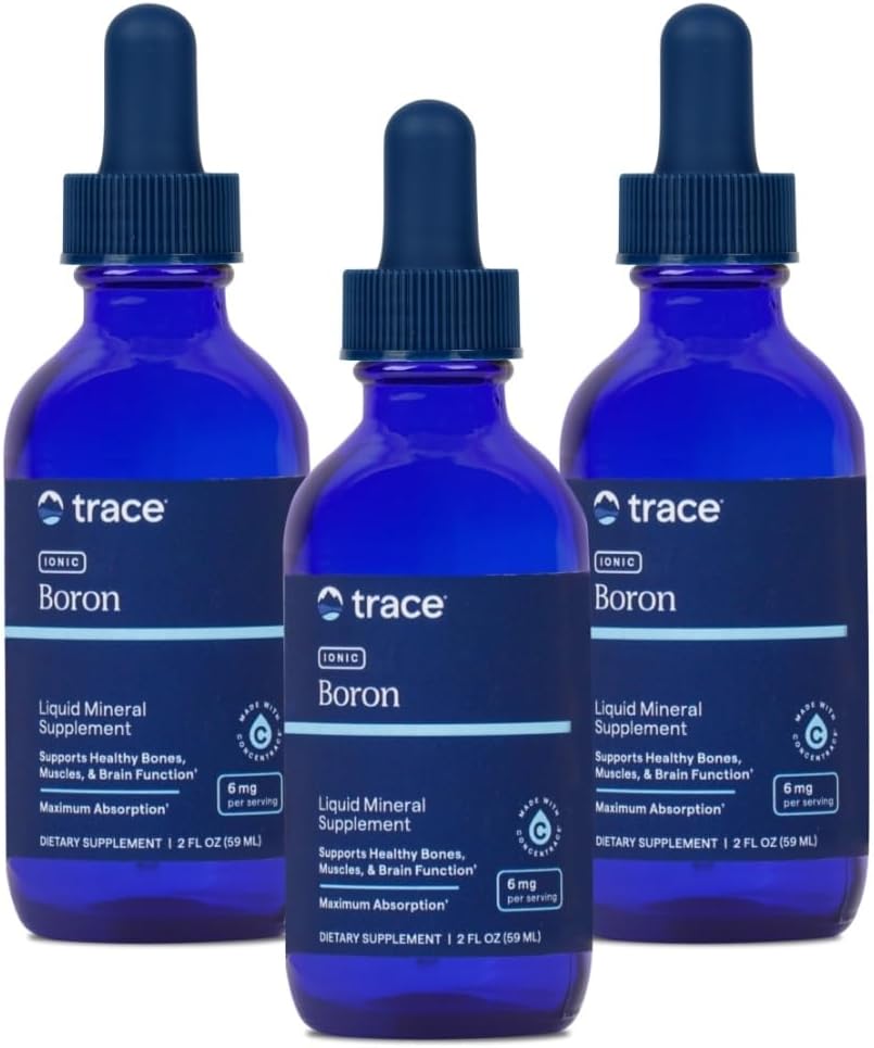 Trace Minerals | Liquid Ionic Boron | 6 mg Boron | Unterstützt normale Knochenmetabolismus, Gehirnfunktion & Gelenke | mit ionischen Spuren Mineralien, Magnesium + Chloride | 144 Servierungen, 2 fl oz (3 Pack)