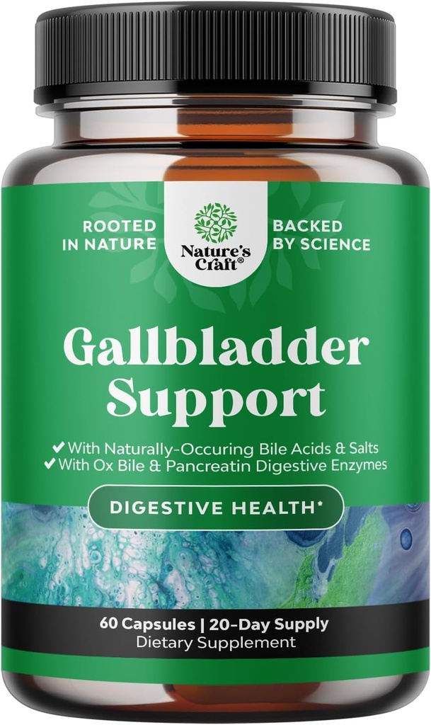 Ox Bile Salts für Gallbladder Unterstützung - gereinigte Bile Salts Ergänzung mit Pancreatin Verdauungsenzyme Ox & Betaine HCL - Ergänzungen für keine Gallbladder & Digestive Gesundheit 20 Tage
