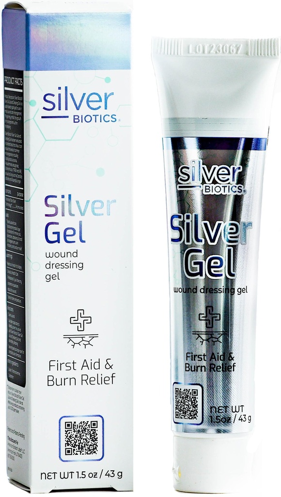 Silber Biotics 24 PPM Silber Wound Heilgel | Schutzschicht für Schnitte, Irritationen und Burns | 1,5 Unze
