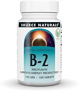Source Naturals Vitamine B-2 Riboflavine 100 mg Soutienne la production d'énergie - 100 comprimés