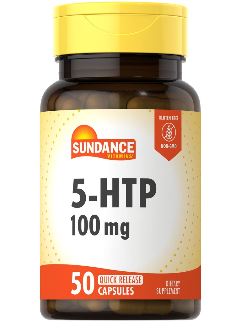 Sundance 5-HTP 100mg de 50 Capsules de 5 Hydroxtryptophane Supplément sans OGM et sans gluten