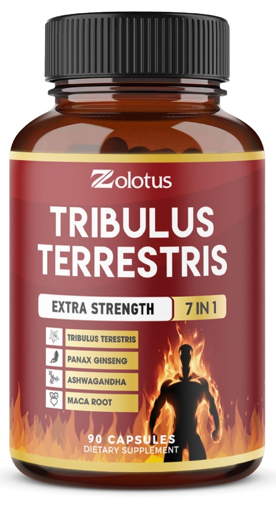 Tribulus Terrestris Kapseln mit Ashwagndha, Panax Ginseng, Saw Palmetto, Maca, Shilajit - 90 Kapseln - 3 Monate Versorgung