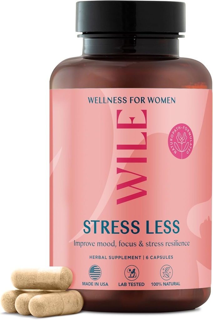 WILE Menopause & Perimenopause Ergänzungen für Frauen mit Ashwagandha - Stress Relief mit schwarzem Cohosh - Premenopausal Unterstützung für verbesserte Stimmung, Schlaf, Hormon Balance - Vegan, 30 Servietten
