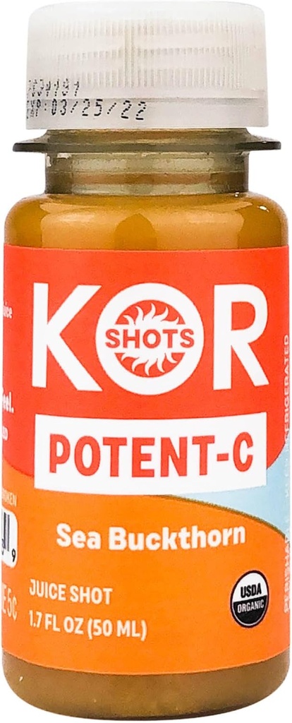 KOR Shots Sea Buckthorn und Baobab Shot - 1.7 Fl Oz - Potent C - Superfoods Vitamin C Shot - USDA Certified Organic