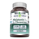 Formules étonnantes Melatonin Plus L-Theanine 15,5 Mg , Supplément de comprimés , non-OGM , sans gluten , Fabriqué aux États-Unis (1 Pack , 120 comte)