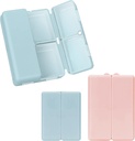 FYY 2 Pcs Daily Pill Organizer, 7 Komponenten Tragbare Pille Fall Reise Pille Organizer,[Folding Design] Pille Box für Geldbeutel, um Vitamine zu halten, Kaffee Leberöl, Ergänzungen und Medikamente-Navy+ Rosa