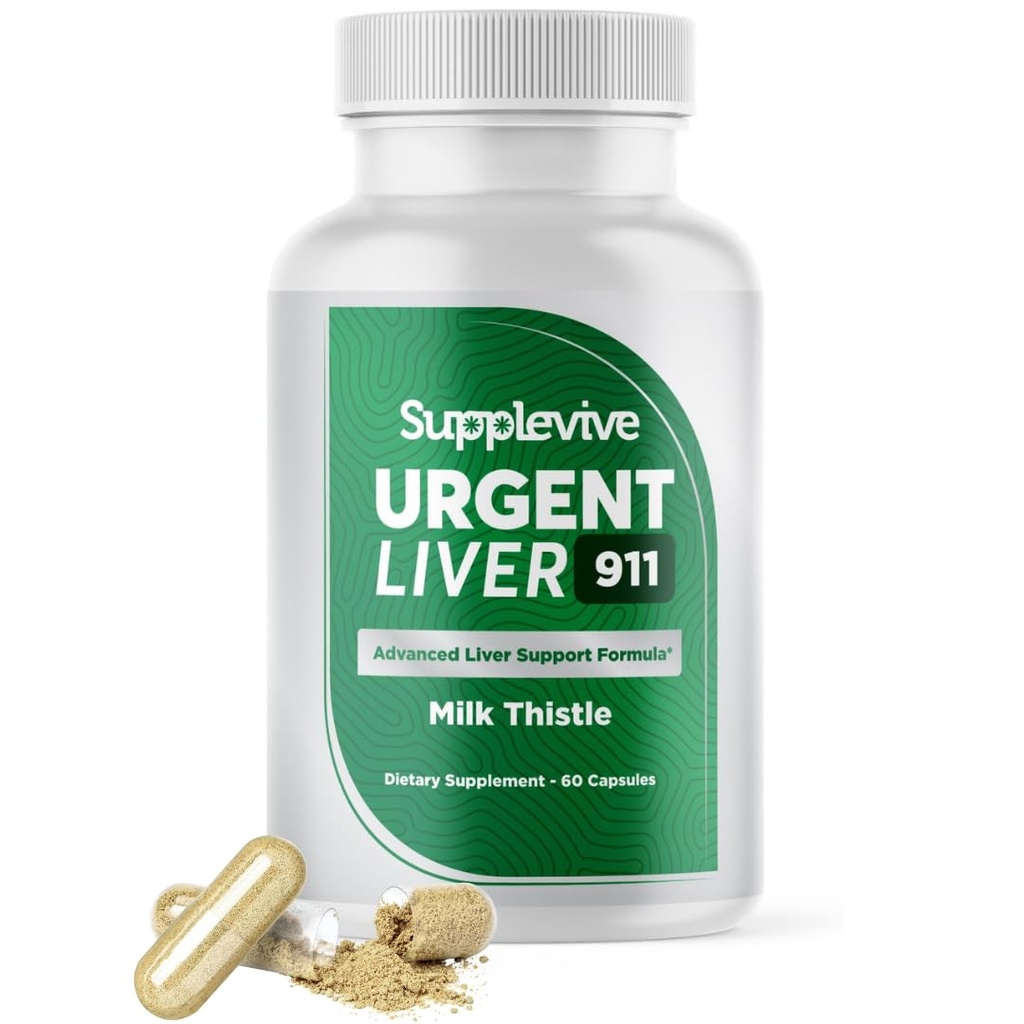 Urgent Foie 911 Supplément de soutien du foie Foie Nettoyer le détox et la formule de réparation avec le chardon de lait Silymarin Dandelion racine et extrait d'artichaut pour la santé du foie, 60 Capsules (1)