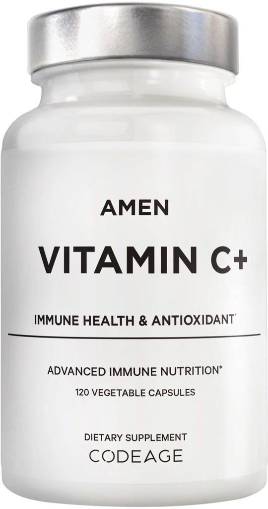 Amen Vitamin C+ Ergänzung mit Zink, Bioflavonoide, Quercetin, Rose HIPS, Elderberry – Vegan, Non-GMO – 2 Monate Versorgung - 120 Kapseln