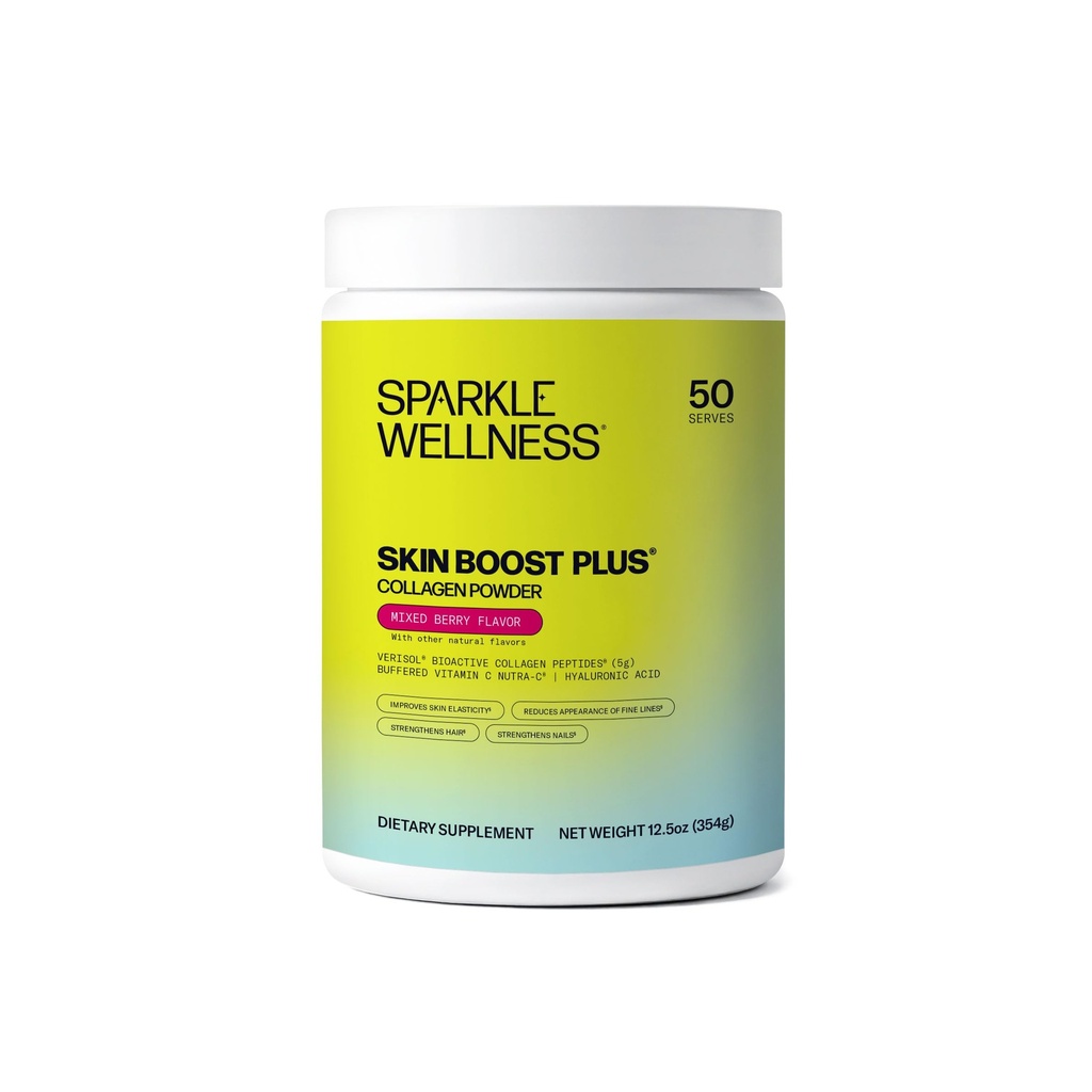 Sparkle Wellness VERISOL Bioaktive hydrolysierte Collagen Peptide | Collagen Pulver mit Vitamin C & Hyaluronsäure für Haar, Haut und Nagel Gesundheit | Haut Boost Plus (Mixed Berry) [50-Serves]