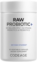Supplément Probiotique+ brut de codage - 34 souches probiotiques, 100 milliards d'UFC, probiotiques d'aliments entiers crus, enzymes digestives, fruits et légumes crus Prébiotiques - Culture de kéfir sauvage - Non-OGM - 30 capsules