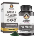 Zinkkomplexkapseln mit verbesserter Absorption, Antioxidans & Immununterstützungsergänzung, Zinkergänzung für Männer & Frauen durch antike Glückseligkeit (60 Kapseln)
