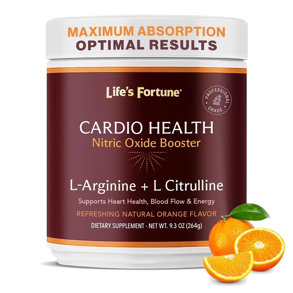 Life's Fortune 5000mg L- Arginin Ergänzungspulver & 1000mg L-Citrulline, Hochpotenz Nitric Oxid Gesundheit Booster, Endurance, Workout Performance, Natürliche Orange Geschmack (20 Servierungen)