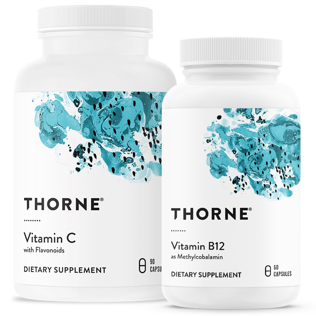 THORNE - Wellness Bundle - Vitamin C & B12 - Unterstützt Herz, Nerven, Immun- und Gewebegesundheit - 60 bis 90 Servierungen