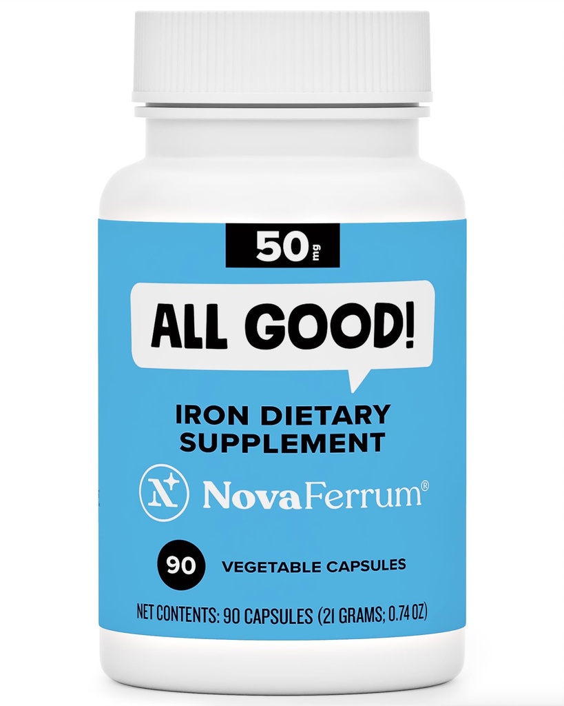 NovaFerrum Alle guten | Eisen Kapsel Ergänzungen für Erwachsene | Anemia | 50mg Eisen | 90 Servieren | Zucker Free | Vegan | Glutenfrei