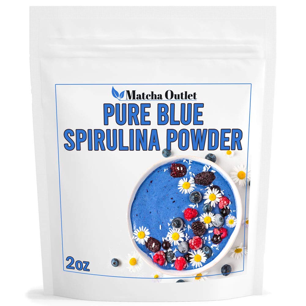 Blaues Spirulina-Pulver Rein von Blaugrün Algen Groß für Glatteien Backen Vegan Natürliche Lebensmittel Färbung Phycocyanin 2 oz 57g bis 70 Servier