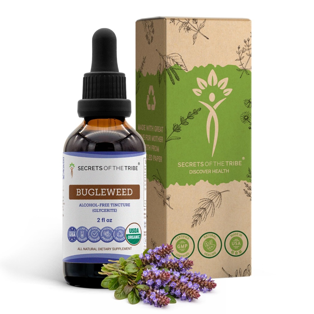 Bugleweed USDA Organic | Alkohol-FREE Extrakt, hochkarätige Kräutertropfen, Atmungssystem | Hergestellt aus 100% zertifizierten organischen Bugleweed (Ze Lan, Lycopus Virginicus) Getrocknete Kräuter (2 FL OZ)