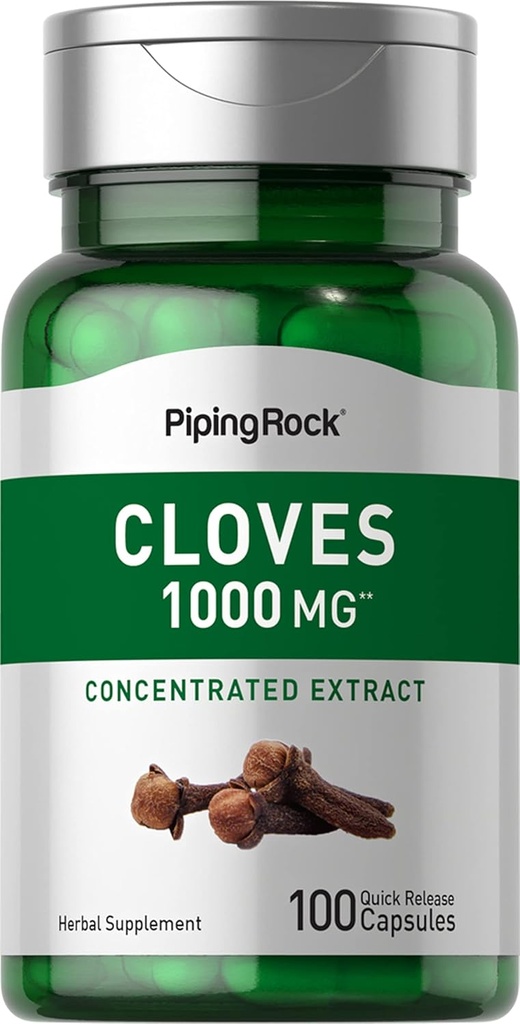 Capsules de girofle 1000mg de 100 pilules d'extrait concentré d'herbes Supplément non-OGM et sans gluten