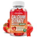 Citrate de calcium Gummies, Citrate de calcium sans sucre 1000mg pour les muscles sains, Absorption suppléments de calcium pour les adultes et les enfants, fraise, 60 Compte