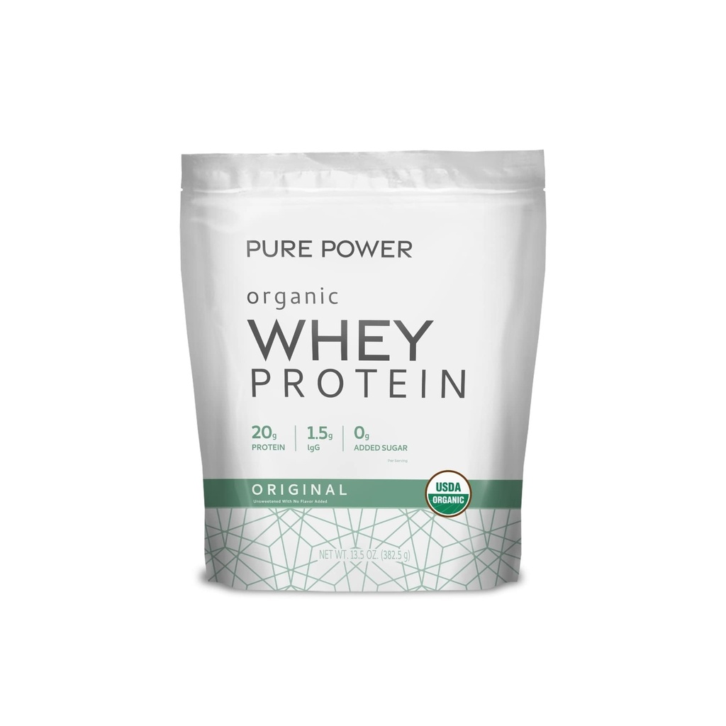 Dr. Mercola Pure Power Organic Whey Protein - 20 g Protein - Unterstützt Muskelwachstum & Energie - Grass-Fed Whey Konzentrat - 15 Portionen (20,60 Unzen) - Original