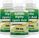 Meilleurs acides alpha lipoïques naturels 300 mg 120 Capsules (120 Nombre (paquet de 3))