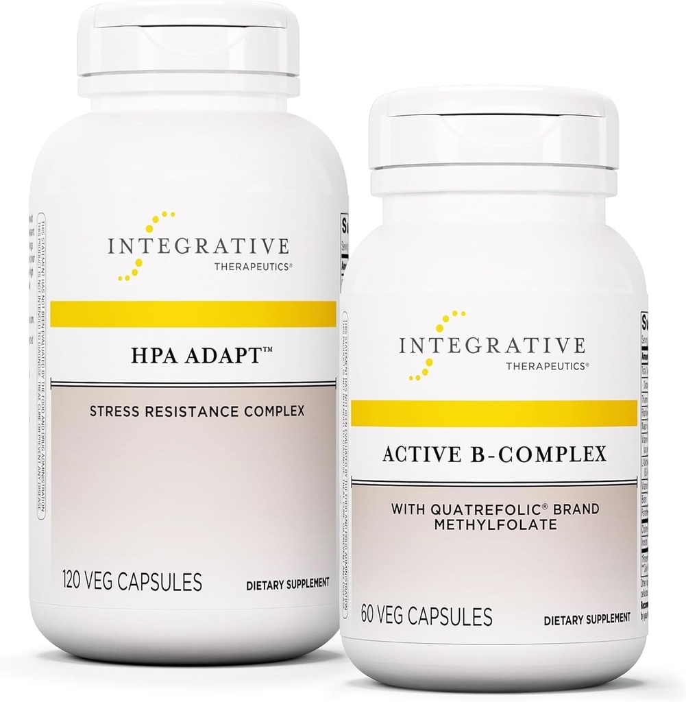 Integrative Therapie Bundle mit aktivem B-Komplex, 60 Kapseln & HPA Adapt, 120 Vegan Kapseln - Active B-Complex zur Unterstützung von Energiemetabolismus - HPA Adapt to Support Healthy Stress Response