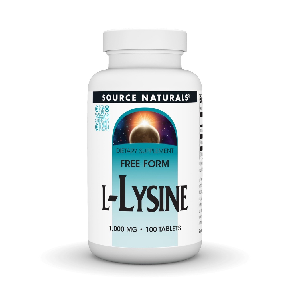 Source Naturals L-Lysine Free Form, 1.000 mg - Aminosäure Supplement unterstützt Energiebildung & Collagen* - 100 Tabletten