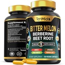 Capsules de Melon Bitter - Formule 8in1 - Combiner avec la berbère, la racine de betterave, l'ail, le chardon de lait, l'apigenine, la feuille de papaye et le poivre noir - 150 capsules de végétalien pour 5 mois d'approvisionnement