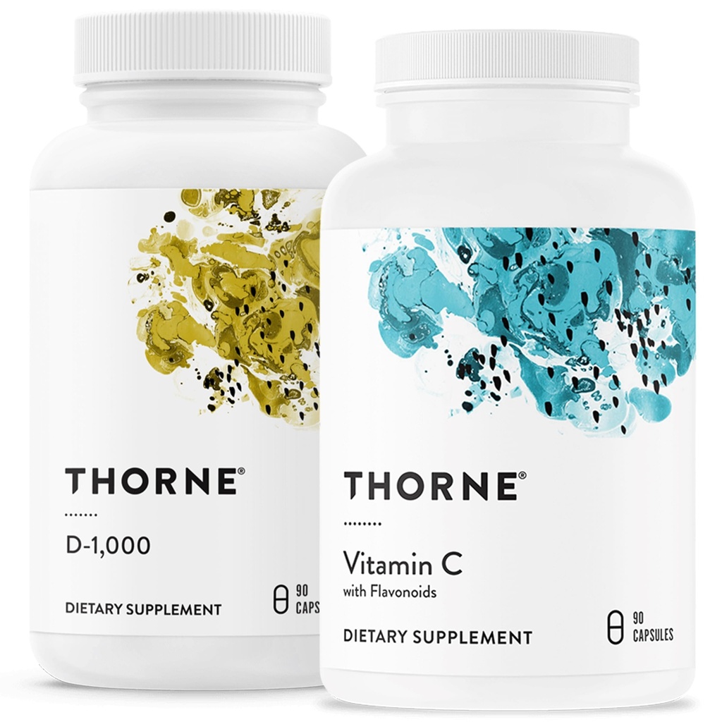 THORNE - Combo de soutien immunitaire - Mélange de vitamine D3 et vitamine C pour une fonction immunitaire saine - 30 à 90 portions