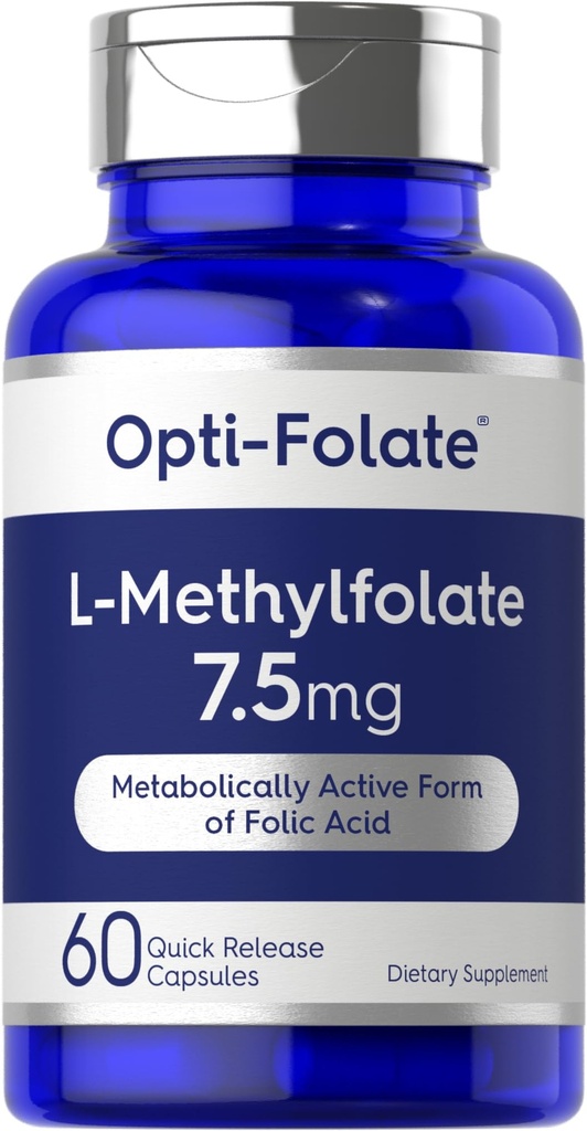 Carlyle L Méthylfolate 7,5 mg 60 Capsules Optimisé et activé Non-OGM, sans gluten Folate de méthyle, 5-MTHF
