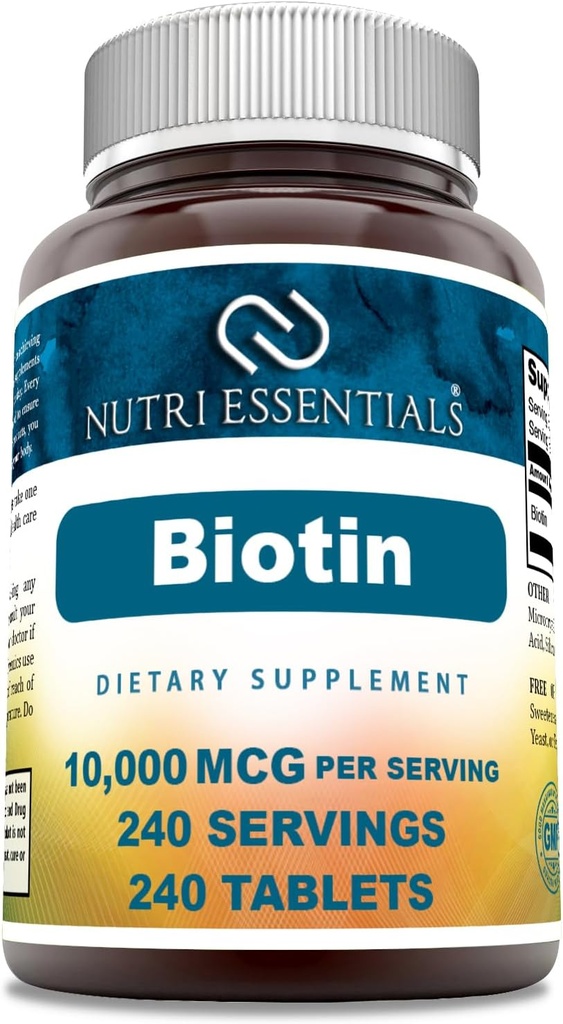 Biotin (Vitamin B7) 10.000 mcg Supplement | 240 Tabletten | Non-GMO | Gluten Free | Made in USA