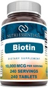 Biotin (Vitamin B7) 10.000 mcg Supplement | 240 Tabletten | Non-GMO | Gluten Free | Made in USA
