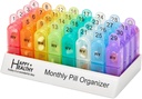 Monthly Pill Organizer 2 fois par jour, 30 jours Pill Box AM PM, matin et nuit Un mois Pill Box Organizer with Daily Removable 31 jours Pill Organizers and Organization Tray